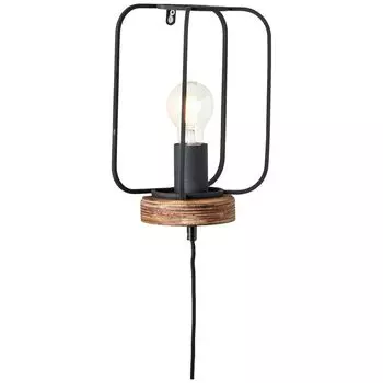 Настенный светильник с кабелем питания, высота 27 см, длина 20 см, E27, макс. 52 Вт. Lightbox, коричневый