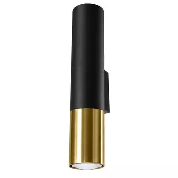 Настенный светильник, сталь, черный, золотой, 2 лампочки, H 30см etc-shop