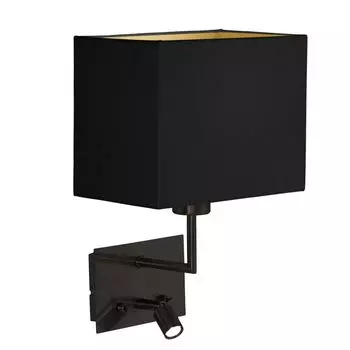 Настенный светильник Steinhauer Nouveau, 2 лампы, черный матовый/черная ткань, 24x24см