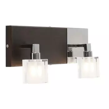 Настенный светильник, темное дерево, хром, длина 38 см, АЗОТ Globo Lighting, серебро