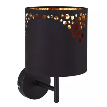 Настенный светильник, текстиль, реплики танцев, черный, золотой, H 25 см etc-shop