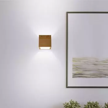 Настенный светильник Up & Down, натуральное дерево, H 10 см etc-shop, коричневый