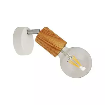 Настенный светильник VEDMA 1xE27/G80/40Вт матовый белый/светлое дерево Д: 83, Ш: 98, В: 80, цоколь E27, с регулировкой яркости Prezent