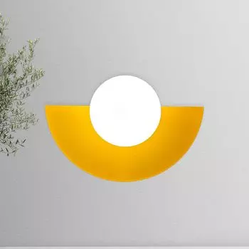 Настенный светильник в форме полумесяца для внутреннего использования, винтажный металл, сандалии, бра из стекла E27, настенный светильник для внутреннего освещения, стеклянная спальня, винтажная декоративная гостиная - желтый Bamyum