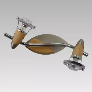 Настенный светильник ZEUS 2xE14/R50/40Вт, сатинированный никель/хром/светлое дерево Д: 400, В: 130, цоколь E14/R50, с регулировкой яркости Prezent