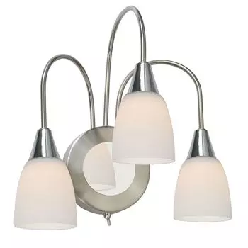 Настенный светодиодный светильник, 3 лампочки, матовый никель, опаловое стекло, Ш 26 см etc-shop