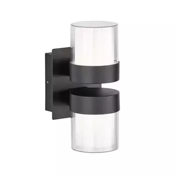 Настенный светодиодный светильник, черный, освещение вверх и вниз, высота 24 см. etc-shop