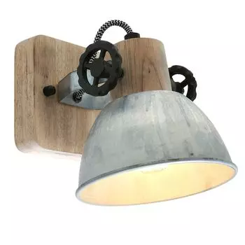 Настенный светодиодный светильник, дерево, регулируемое пятно, высота 17 см. etc-shop, коричневый