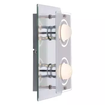 Настенный светодиодный светильник, хром, сатиновое стекло, зеркальный, L 27 см etc-shop, серебро