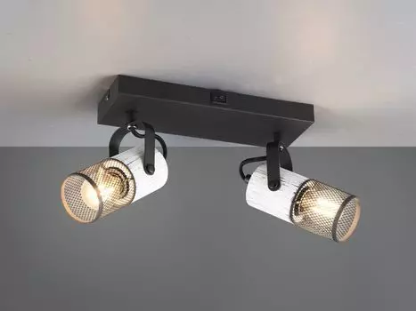 Настенный точечный светильник, 2 лампочки, дерево, белый, ширина 26см. TRIO