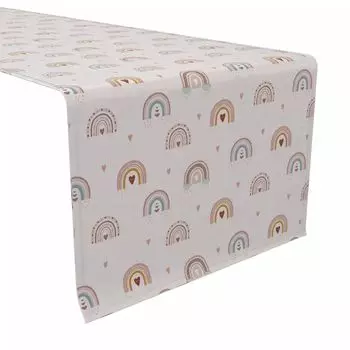 Настольная дорожка, 100% хлопок, 16х72 дюйма, милые сердечки и радуги.