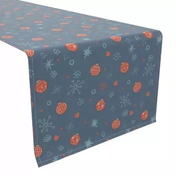 Настольная дорожка, 100% хлопок, 16x108 дюймов, праздничные украшения и снежинки.