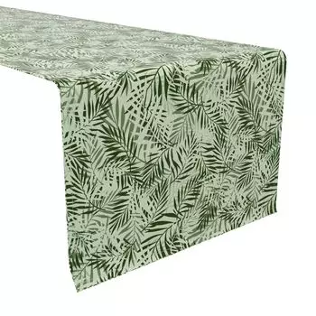Настольная дорожка, 100 % хлопок, 16x108 дюймов, листья джунглей.