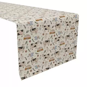 Настольная дорожка, 100% хлопок, 16x108 дюймов, Farmhouse Cows