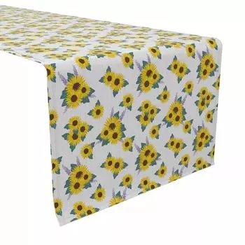 Настольная дорожка, 100 % хлопок, 16x108 дюймов, лавандовый подсолнух.