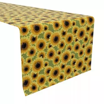 Настольная дорожка, 100 % хлопок, 16x108 дюймов, букет подсолнухов.