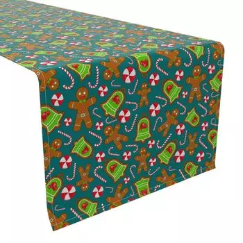 Настольная дорожка, 100 % хлопок, 16x108 дюймов, рождественское печенье и леденцы.