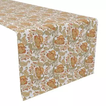 Настольная дорожка, 100 % хлопок, 16x108 дюймов, с цветочным принтом в винтажном стиле.