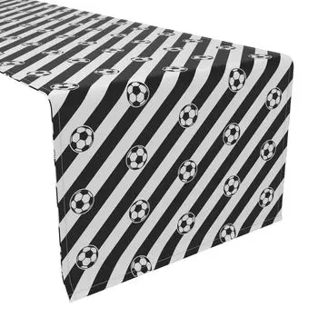 Настольная дорожка, 100 % хлопок, 16x72 дюйма, в полоску с футбольным мячом
