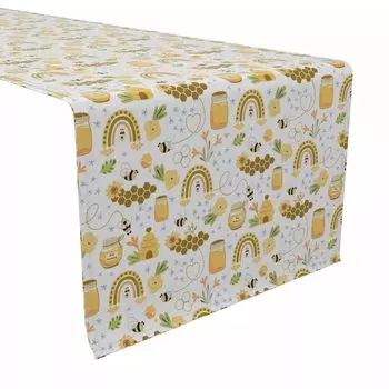 Настольная дорожка, 100 % хлопок, 16x72 дюйма, «Медовая пчела и радуга».