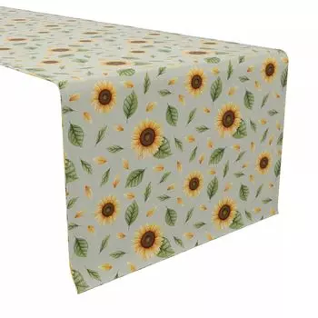 Настольная дорожка, 100 % хлопок, 16x72 дюйма, топы с подсолнечником.