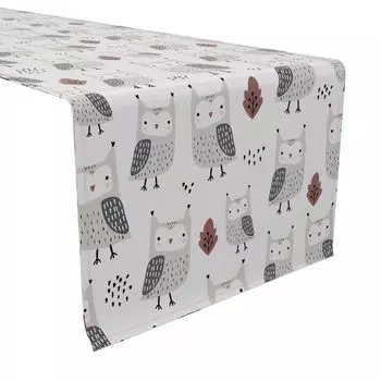 Настольная дорожка, 100 % хлопок, 16x72 дюйма, Woodland Owls.