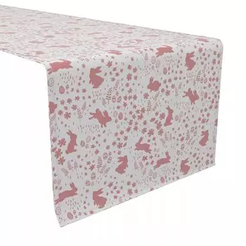 Настольная дорожка, 100 % хлопок, 16x72 дюйма, Bunny Hop Garden.