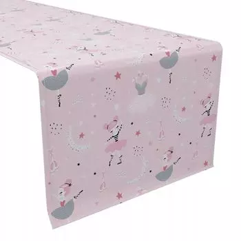 Настольная дорожка, 100 % хлопок, 16x72 дюйма, розовая балерина.