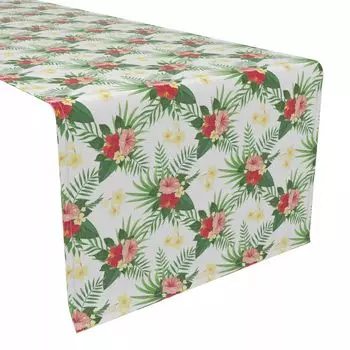 Настольная дорожка, 100 % хлопок, 16x90 дюймов, клетка гибискуса.