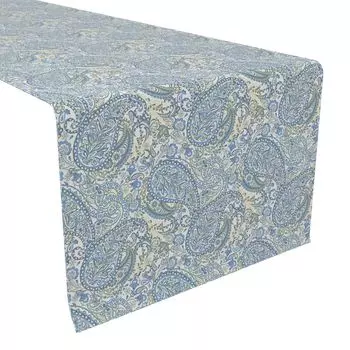 Настольная дорожка, 100 % хлопок, 16x90 дюймов, синий пейсли