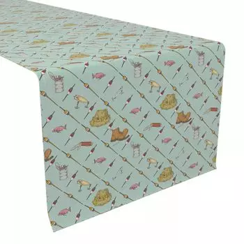 Настольная дорожка, 100 % хлопок, 16x90 дюймов, рыболовные снасти