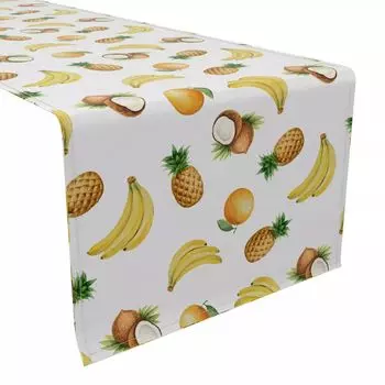 Настольная дорожка, 100 % хлопок, 16x90 дюймов, бананы, ананасы и апельсины.