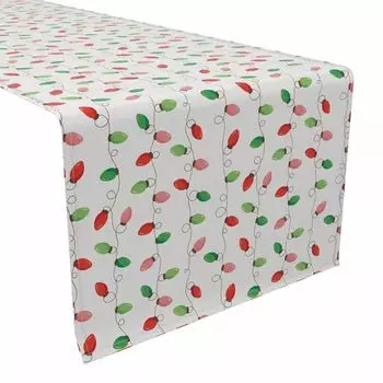 Настольная дорожка, 100 % хлопок, 16x90 дюймов, полоса с красными и зелеными праздничными огнями