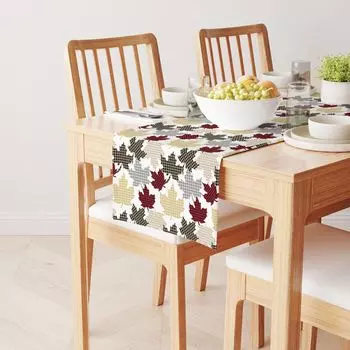 Настольная дорожка, 100 % хлопок, 16x90 дюймов, кленовые листья с узором «гусиные лапки»