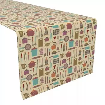 Настольная дорожка, 100 % хлопок, 16x90 дюймов, ретро на кухне