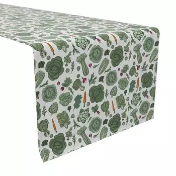 Настольная дорожка, 100 % хлопок, 16x90 дюймов Super Greens Veggie Garden
