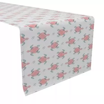 Настольная дорожка, 100 % хлопок, 16x90 дюймов, дизайн с розовыми морскими черепахами.