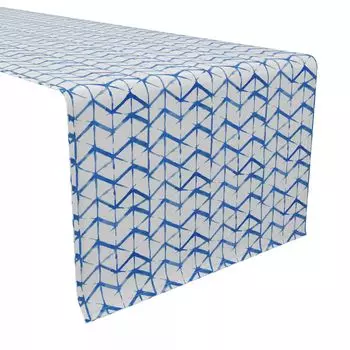 Настольная дорожка, 100 % хлопок, 16x90 дюймов, синяя акварель.