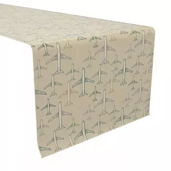 Настольная дорожка, 100 % хлопок, 16x90 дюймов, эскиз современного самолета.