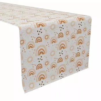 Настольная дорожка, 100 % хлопок, 16x90 дюймов, радуга и солнце в стиле бохо.