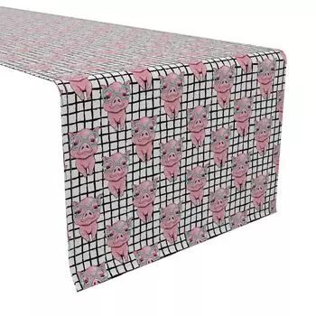 Настольная дорожка, 100 % хлопок, 16x90 дюймов, свиньи-хипстеры.