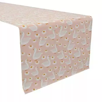 Настольная дорожка, 100% хлопок, 16x90 дюймов, ромашки и утки.