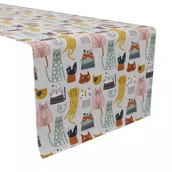 Настольная дорожка, 100 % хлопок, 16x90 дюймов, Cats with Attitude