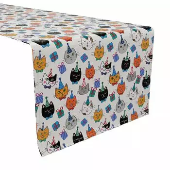 Настольная дорожка, 100 % хлопок, 16x90 дюймов, Happy Birthday Cats