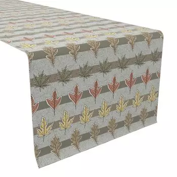 Настольная дорожка, 100 % хлопок, 16x90 дюймов, осенние листья в полоску.
