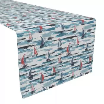 Настольная дорожка, 100 % хлопок, 16x90 дюймов Парусники с мазком кисти