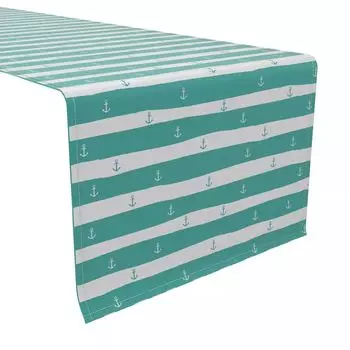Настольная дорожка, 100 % хлопок, 16x90 дюймов, полоса с морскими якорями.