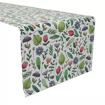 Настольная дорожка, 100 % хлопок, 16x90 дюймов, Сад из листьев и цветов.