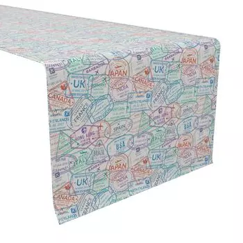 Настольная дорожка, 100% хлопок, 16x90 дюймов, штампы для паспорта