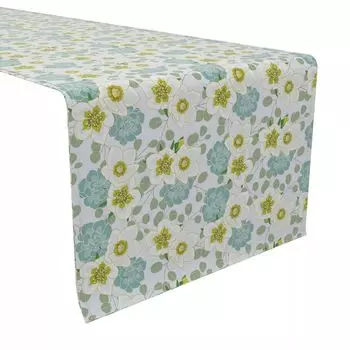 Настольная дорожка, 100 % хлопок, 16x90 дюймов, суккуленты и цветочный эвкалипт.